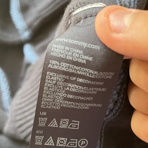 Tommy Hilfiger Sweater Mens blueNavy Blue Striped Crest Logo Preppy Knit - Picture 4 of 6